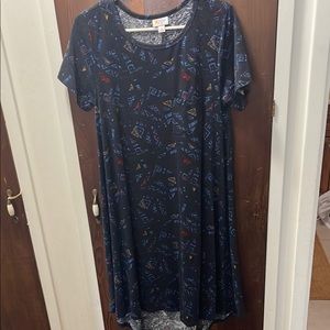 LuLaRoe High Low Dress - Black with Multicolor Geometric Print
